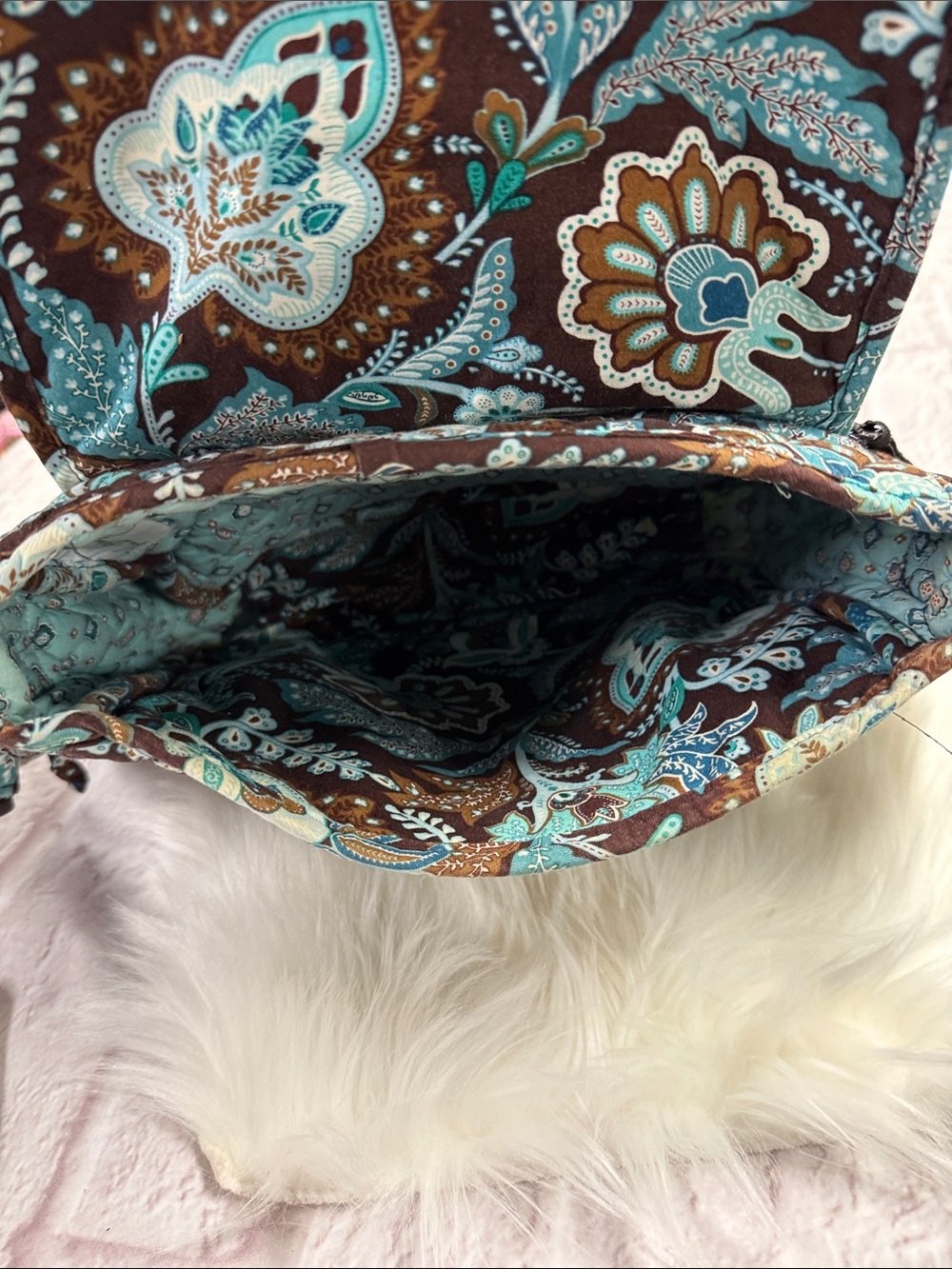 Vera Bradley Brown & Teal Quilted Paisley Crossbody with Matching Wallet - Picture 10 of 17
